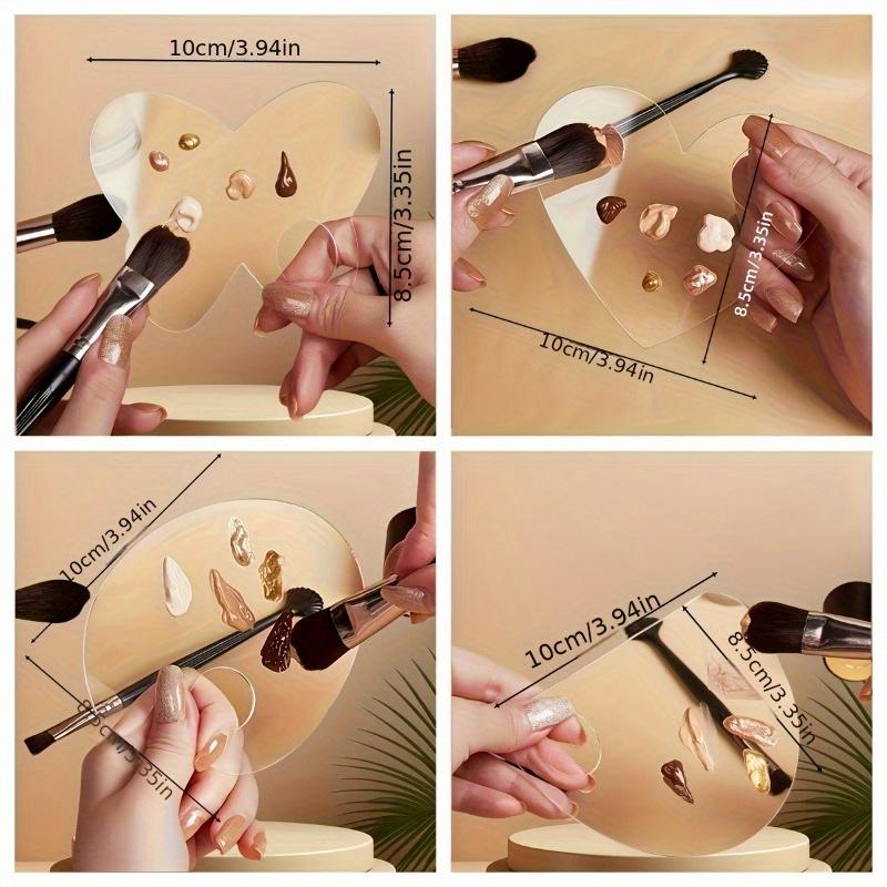 2Pcs Transparent Acrylic Makeup Palette Liquid Foundation Mixing Cream Manual Cosmetic Beauty Makeup Mixer Beauty Tool