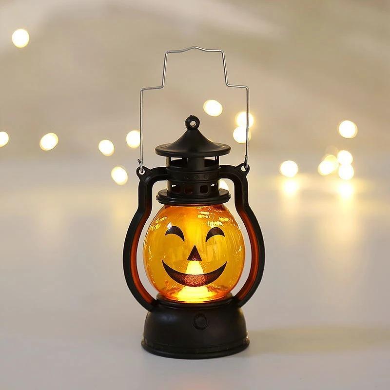 For Vintage LED Pumpkin Light Halloween Handheld Lantern Outdoor Decor for Camping Garden Haunted House Yard Table Lamp Supplies