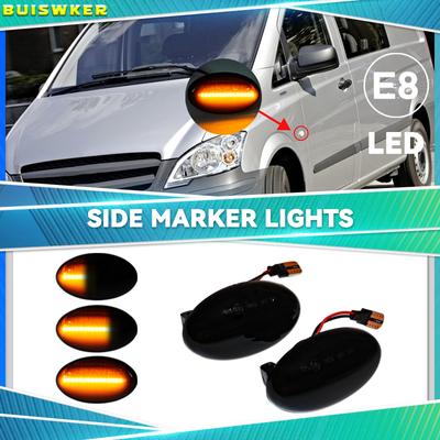 2pcs Dynamic LED Car Side Marker Lights For Mercedes Benz Repeater Signal Lamps Smart W450 W452 A-Class W168 Vito W639 W447
