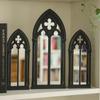 Rustics Window Frame Wall Decors Wooden Farmhouse Wall Art Decors Arched Cathedral Fake Window Home Decors for Entryway