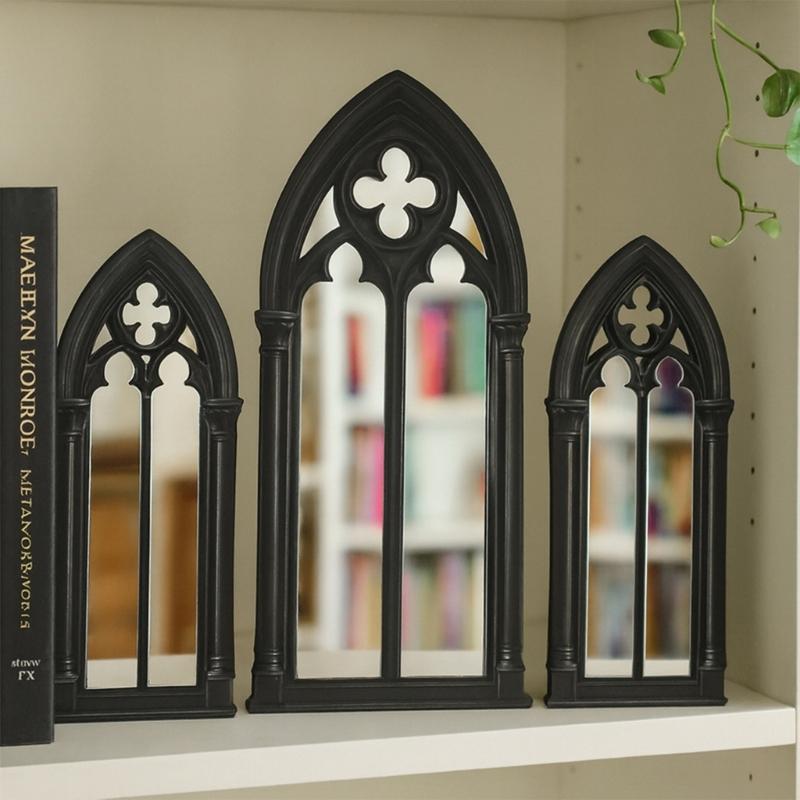 Rustics Window Frame Wall Decors Wooden Farmhouse Wall Art Decors Arched Cathedral Fake Window Home Decors for Entryway