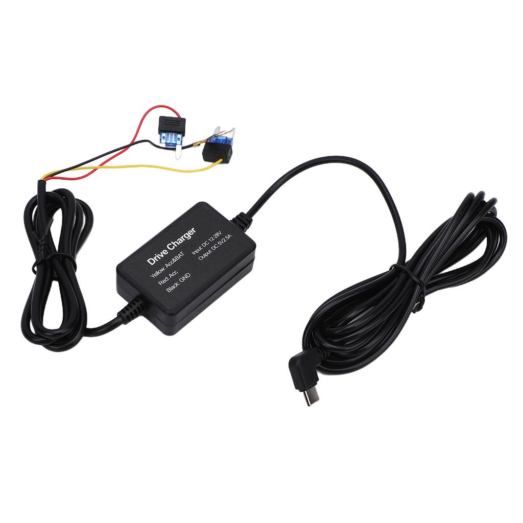 Car Cam Hardwire Kit 12-28V To 5V 2.5A with Low Voltage Type-C Hardwire Kit for 24 Hour Parking Monitoring