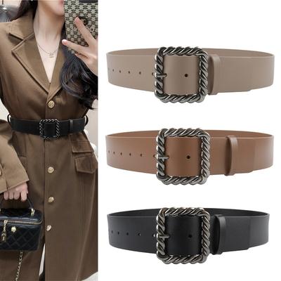 Women's Belt Genuine Leather Wide Versatile Jacket Sweater Windbreaker Waist Seal Simple and Fashionable Women's Belt High-end Feeling 110cm