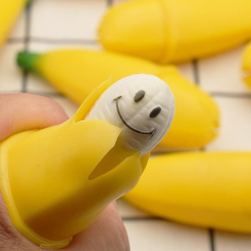 Fidget Toy Hand Squeeze Ball Vent Banana Miniature Novelty Toy Toddler Gift Stress Relief Toy Realistic Peeling Banana