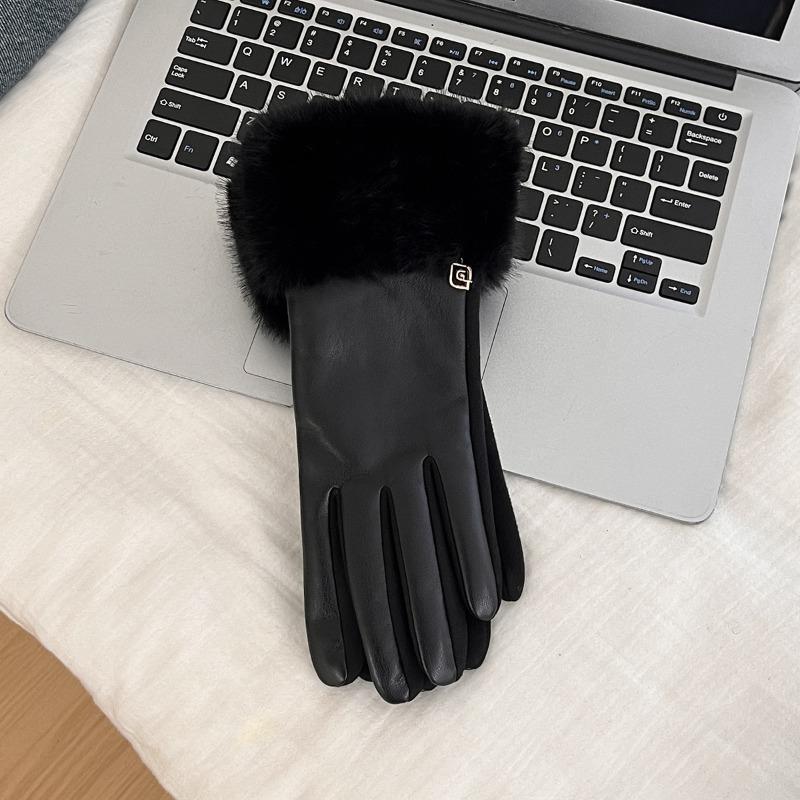 

Leather gloves are versatile for women in winter, piled and thickened to keep warm and cold-proof, outdoor riding, driving tide average size One size