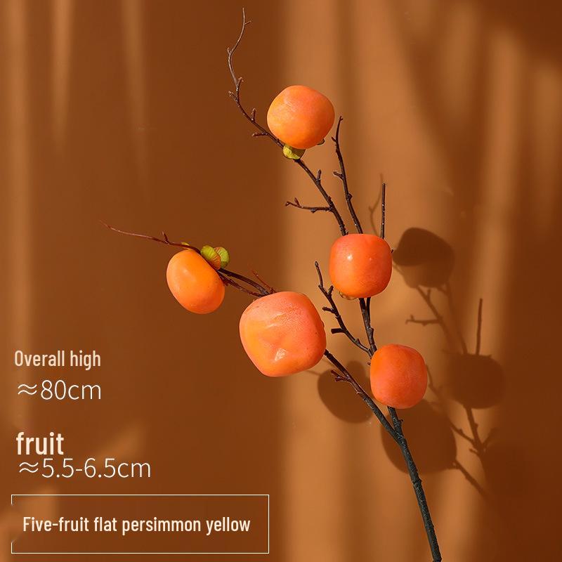 Persimmon and Pomegranate Faux Flower Arrangement for Living Room or Foyer