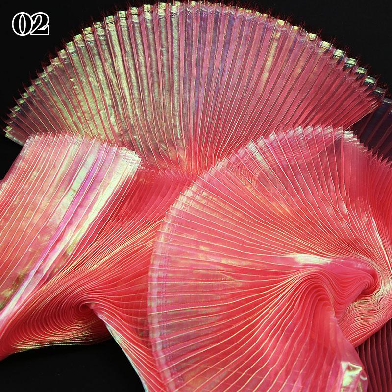 1M Iridescent Organ Pleated Fabric Shiny Magic Coloured Voile Fabric For DIY Costume Wedding Photography Background Decor