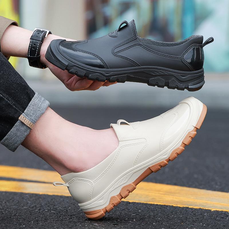 Fashion Waterproof Cross-Border Men's Rain Shoes Fashionable Short Socks Thickened Warm Rubber Work Anti-Slip Fishing Kitchen Rain Boots