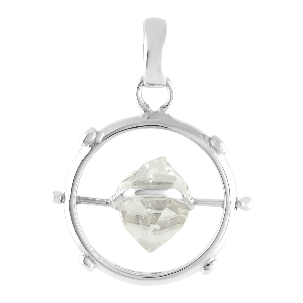 

Moving natural Herkimer crystal uncolored sterling [Starborn] pendant/natural, unpolished, silver/(silver 925)