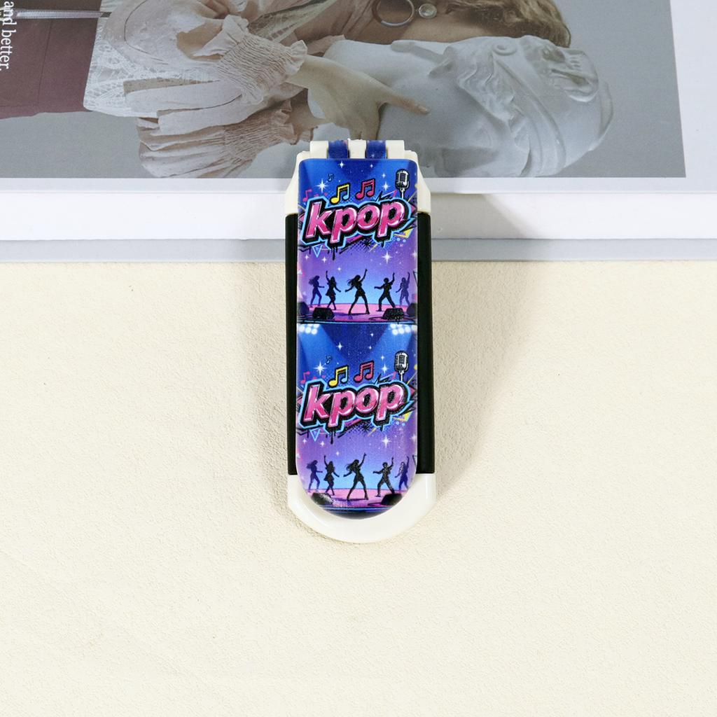 1 Stück K-POP Musikmuster Mini-Haarbürste mit Spiegel - Faltbare Reise-Massagekissen-Kamm, Geschenk für KPOP-Fans
