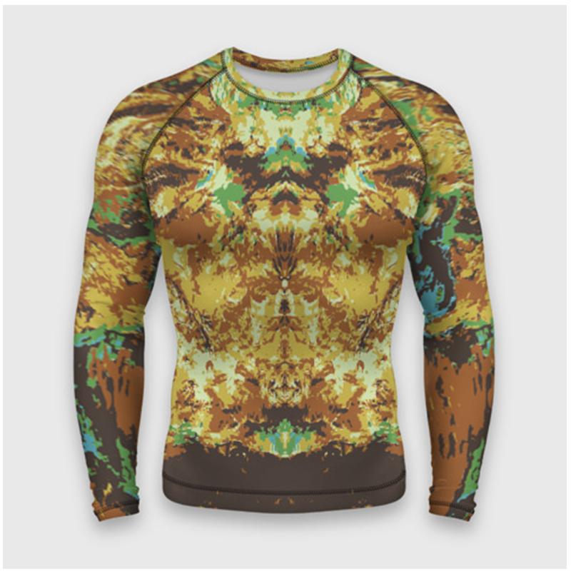 Spring and Autumn Round Neck 3D Artistic Pattern Printed Top Fashionable Casual Long Sleeved Men's T-shirts