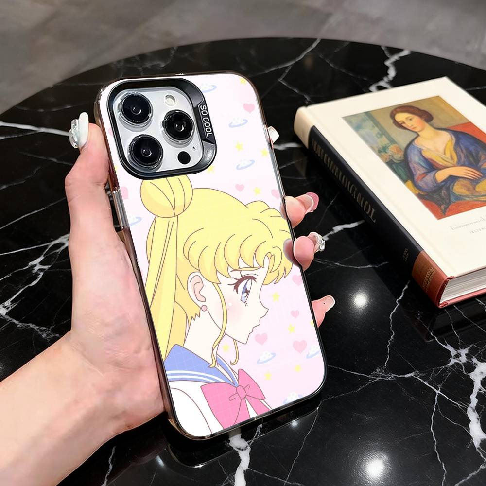 

Мультяшный чехол для телефона с изображением S-Sailor M-Moon-es для iPhone 17,16,15,14,13,12,11 Plus,Pro Max,XS, ЦветнойСеребристый Внутренний Чехол iPhone13