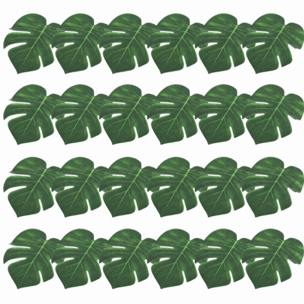 24pcs Medium Size Artificial Palm Leaves Green Artificial Monstera Leaves Home Decor