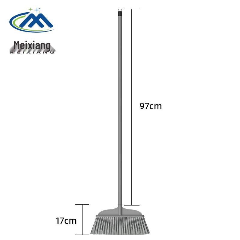 Meixiang Soft-Bristle Broom with Handle, Grey (10-Pack)