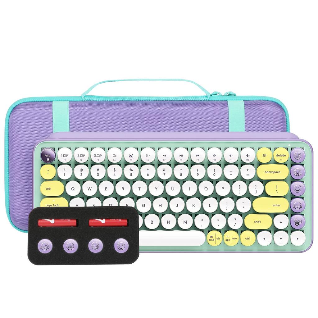co2CREA Storage Case Compatible with Logitech POP KEYS K730 Mechanical Wireless Keyboard and M370 Mouse (Purple)