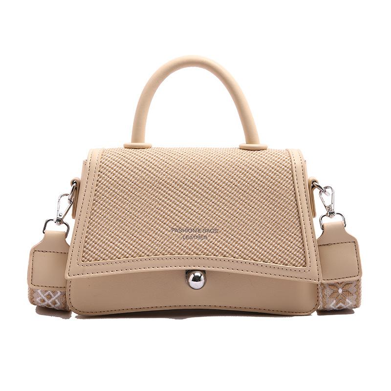 2025 Spring and Summer New Simple Temperament Korean Version Portable Small Square Bag Women's Leisure Commuting Wind Wide Shoulder Strap Messenger Ba
