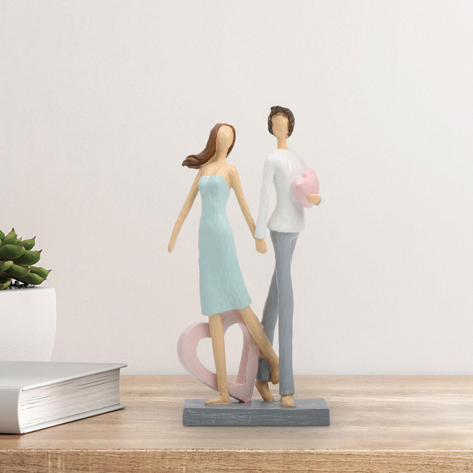 Couple Statue Figurine Desktop Ornament Lovers Sculpture for Shelf Home Decor Style A