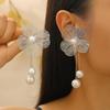 Exquisite 3D Hollow Flower Stud Earrings Necklace - Elegant European & American Design Jewelry for Women