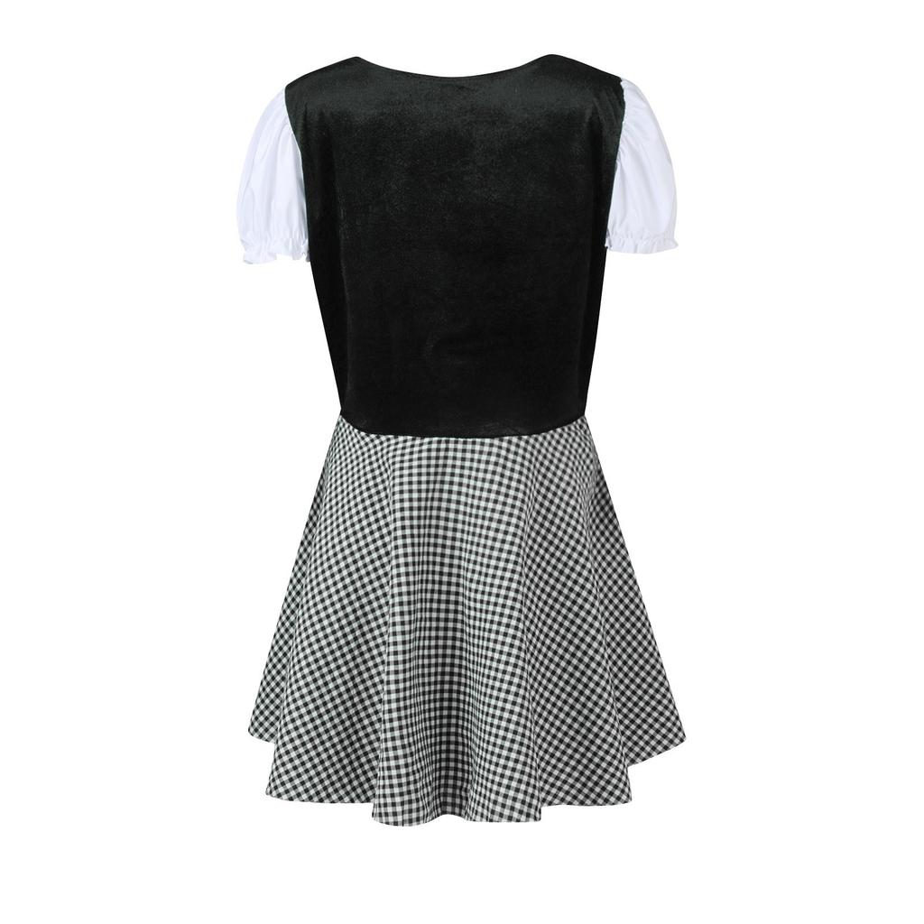 Ølfestivaldrakt Bayersk kvinnekostyme Blomstertrykk Firkantet hals Kjole