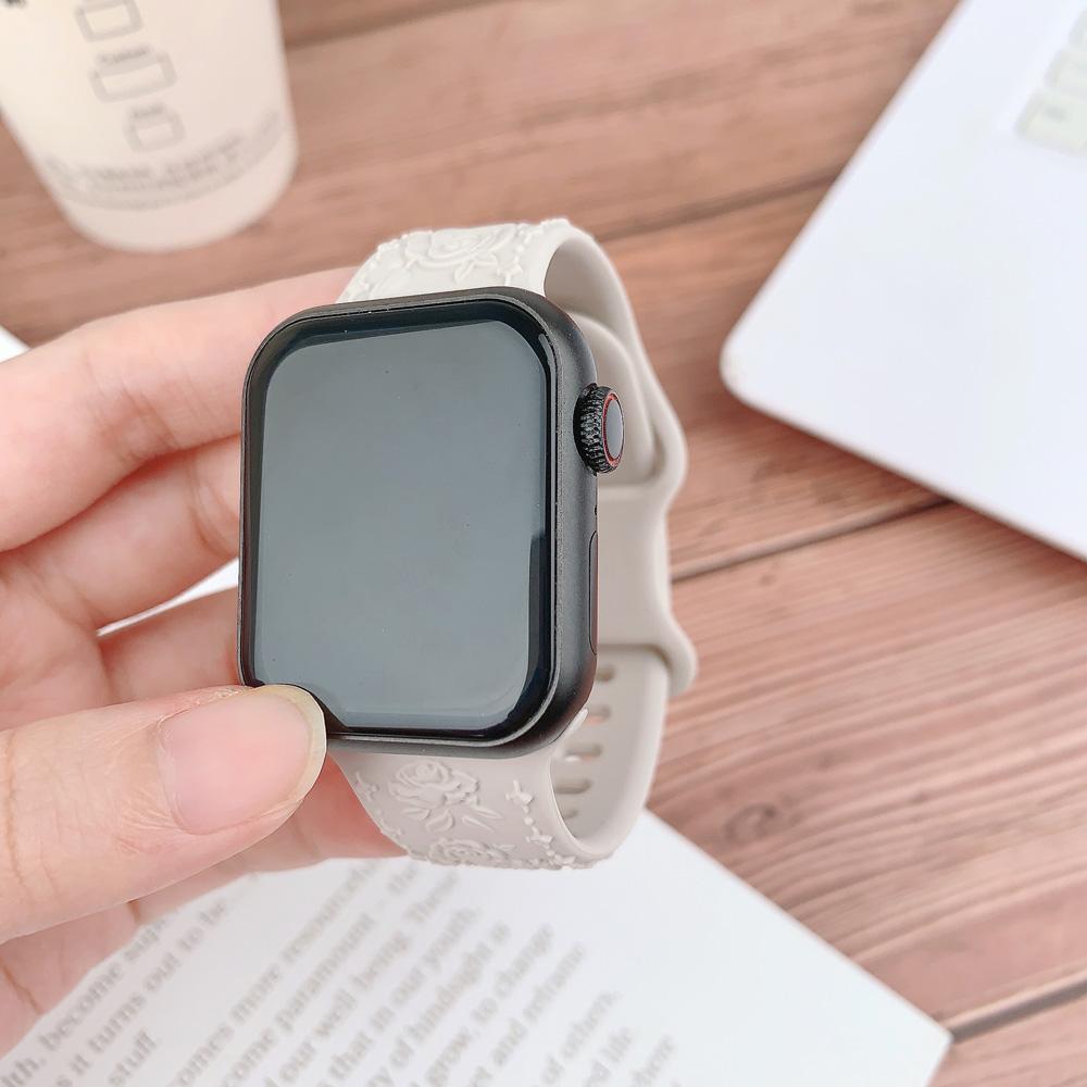 Engraved Strap for Apple watch band 45mm 44mm 42mm 49mm 40mm 41mm Silicone Bracelet Correa iWatch Series 8 9 7 6 5 4 3 Ultra SE