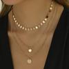 Women Fashion Multi Layer Gold Plated Geometric Pendant Clavicle Necklace