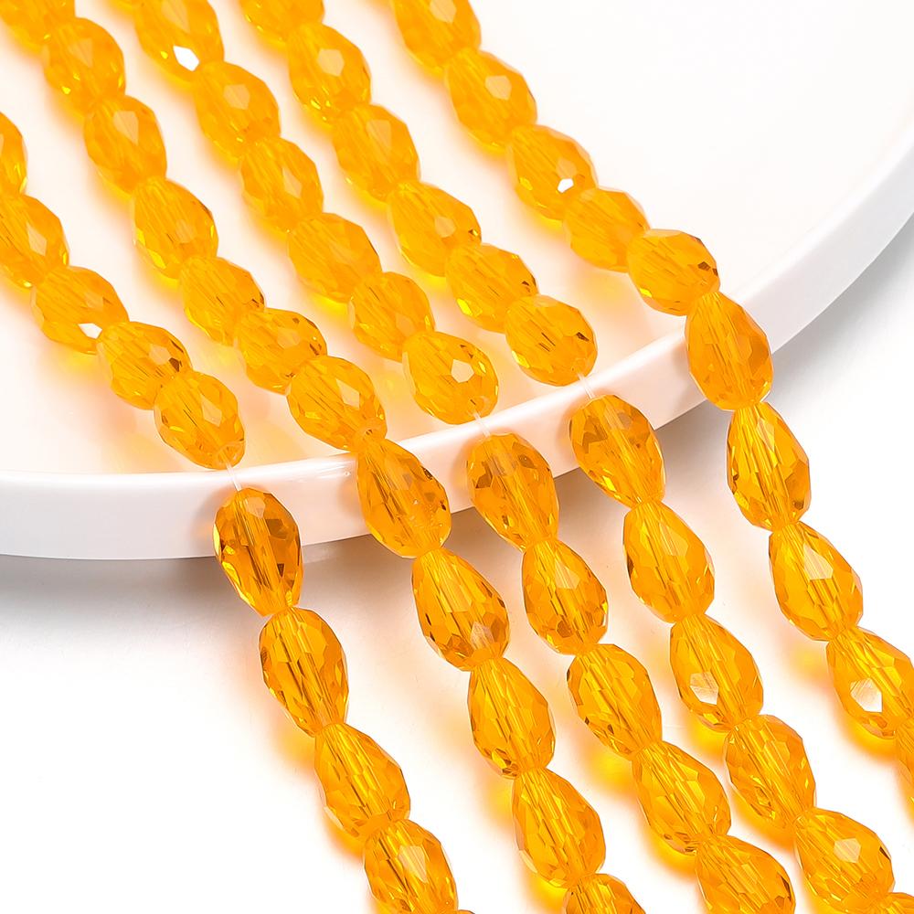 1 Strand 6-12mm Spacer Water Drop Shaped Beads AB Shine Glass Drop Pendant for DIY Earing Bracelet Jewelry Making Accessories