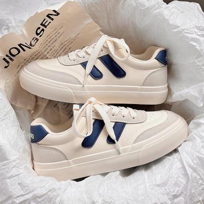 Niche Design Women's White Sneakers - Spring & Autumn 2025 Thick-Soled Canvas Sports Shoes for Students & Girls, Versatile Style