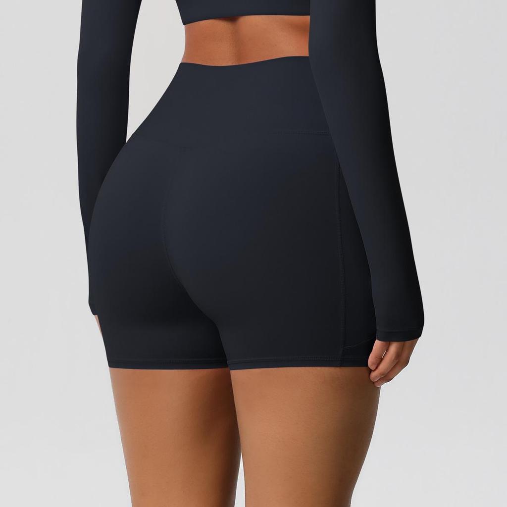European & American High Waist Elastic Yoga Shorts - Women's Fitness & Running Pants