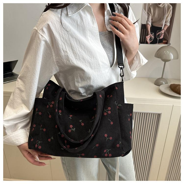 Large Capacity Bucket Tote Bag Cotton Casual Shoulder Handbag for Women