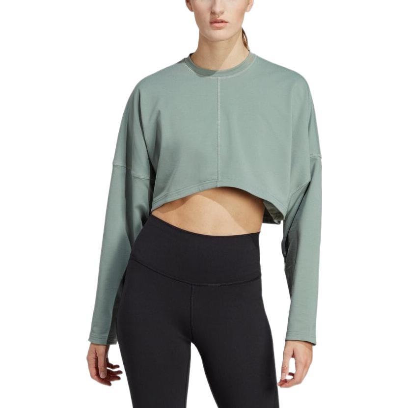 adidas Sweatshirts Women's Silver Green Crew Neck Moderate Regular HR5086