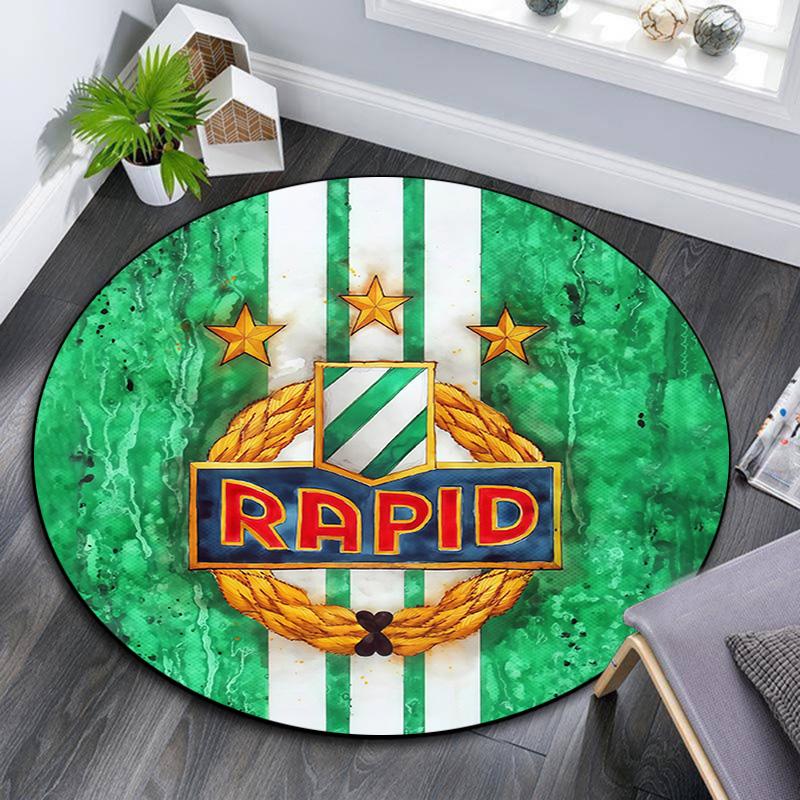 SK Rapid Wien Round Area Rug,Carpet Rug for Living Room Bedroom Sofa Playroom Decor,Non-slip Floor Mat