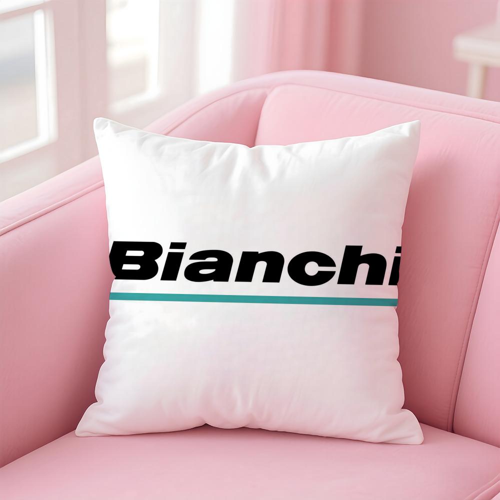 BBianchi Logo Cushion Cover Pillowcase Short Plush Invisible Zipper Room Sofa Cushion Cover