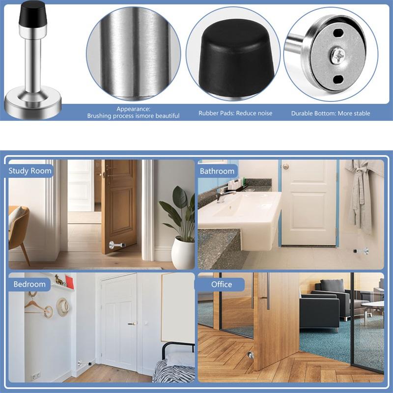 4pcs Stainless Steel Self Adhesive Door Stoppers Rubber Tip Wall Protector Door Catch Door Stop for Home Office