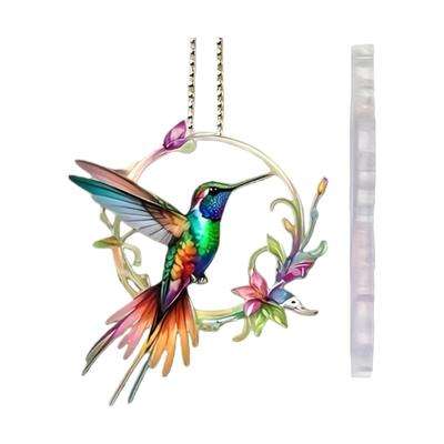 Playful Bird Shape Car Accessory Shatterproof Acrylic Pendant with Removable Elastic Hanging Cord for Auto Rearview
