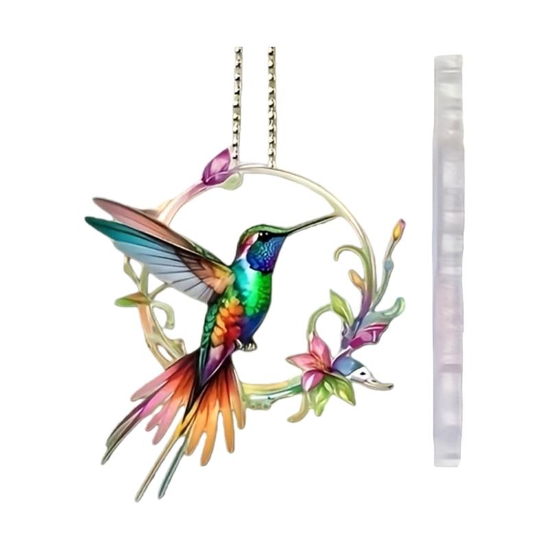 

Playful Bird Shape Car Accessory Shatterproof Acrylic Pendant with Removable Elastic Hanging Cord for Auto Rearview 1