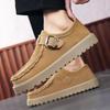 Fashion Men's Shoes 2026New Suede Casual Shoes Comfortable Thick Soled Loafers Slip-On Driving Shoes for Men Vulcanized Footwear