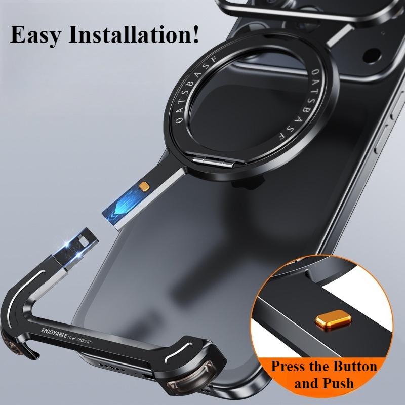 Metal Magnetic Phone Case for iPhone 17 Pro Max/17 Pro/17 Air for Magsafe 360°Stand Frameless Shockproof Protector Cover