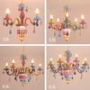 European Children Rainbow Chandelier Designer Macarone Lights Led Candle Light Children's Bedroom Princess Room Kawaii Light
