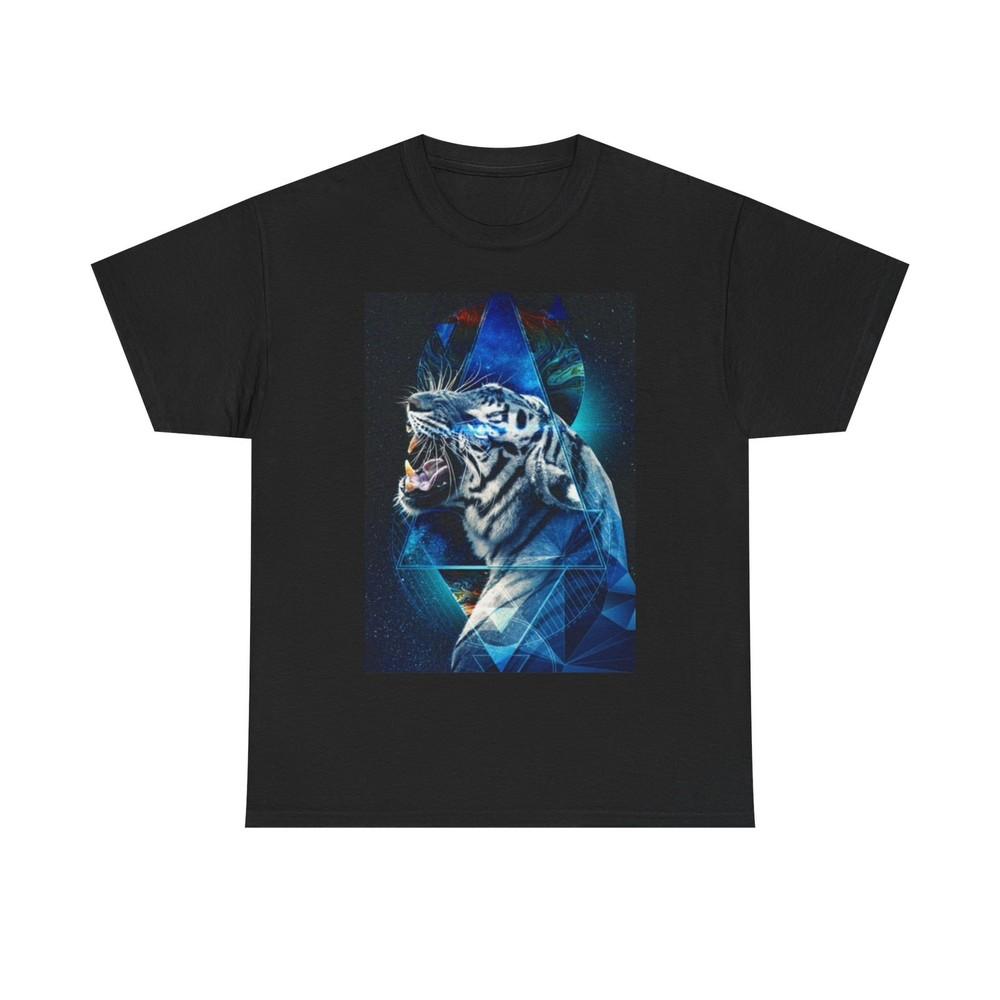 White Tiger Howling In Space Shirt Trippy graphic Unisex Heavy Cotton Tee Unisex T-Shirt L
