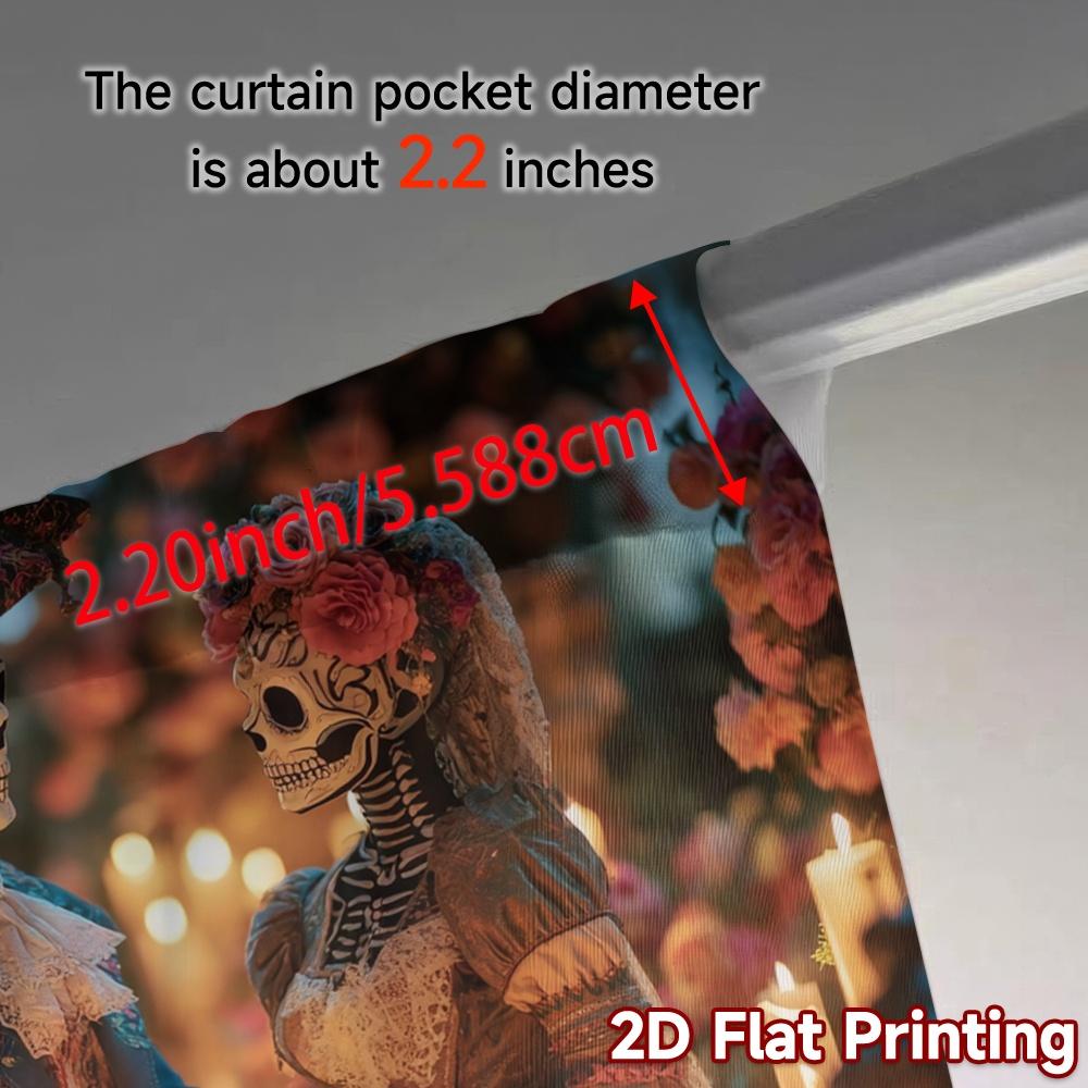 Modern Flat Printing Curtains Without Rod Skeletonwedding Durable Polyester Versatile All Set Of 2 Made