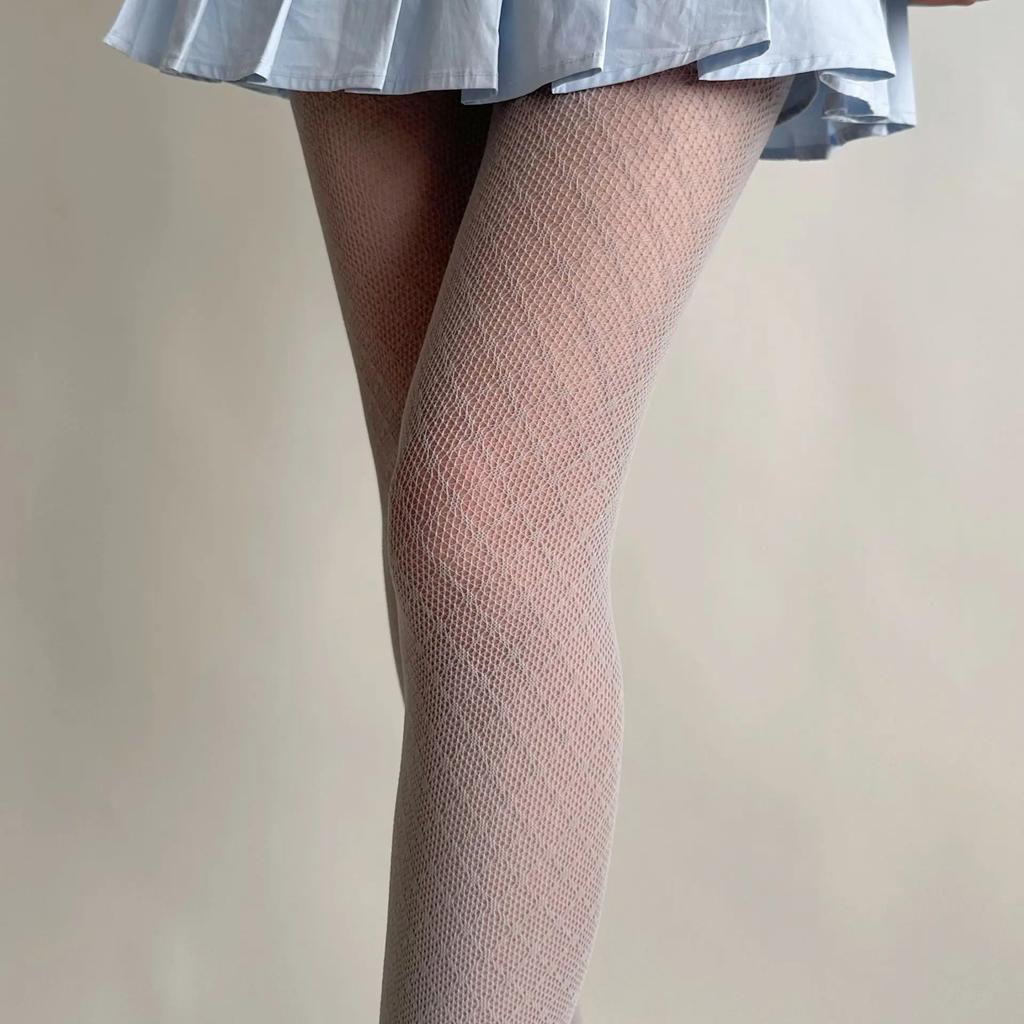 New Women'S Sexy Grid Stockings Rhombus Dotted Line Pattern Mesh Fishnet Tights High-Stretch Spicy Girl American Retro Pantyhose