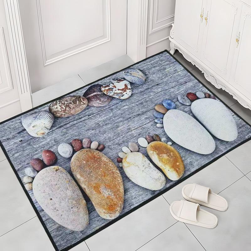 Colourful Bathroom Kitchen Carpet Hallway Doormat Anti-Slip Carpet Absorb Water Kitchen Bath Mat Pattern Cobblestone Floor Mat