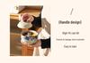 Retro Chinese Ink Wash Style Ceramic Stew Pot with Lid - Single Serving Double Boiler and Steamed Egg Bowl.