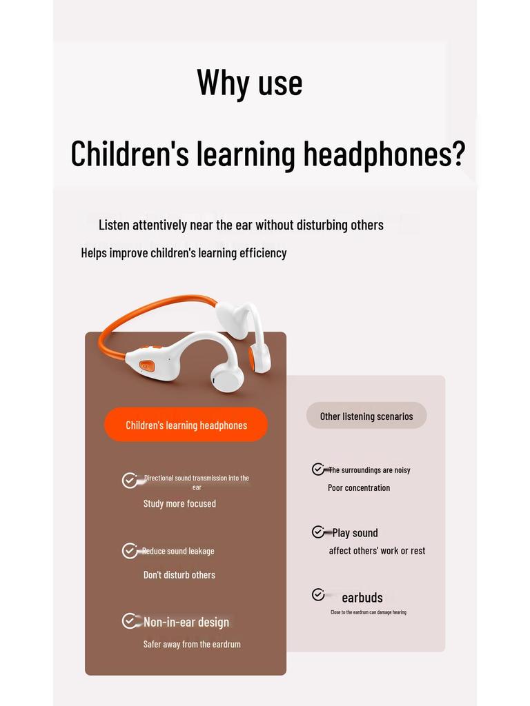 Zero-Pressure Wireless Bluetooth Over-Ear Headphones for Kids - Comfortable Ear Protection for Learning