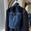Versatile Denim Embroidered Shoulder Bag for Women  Elegant Bag  Large Capacity Bag