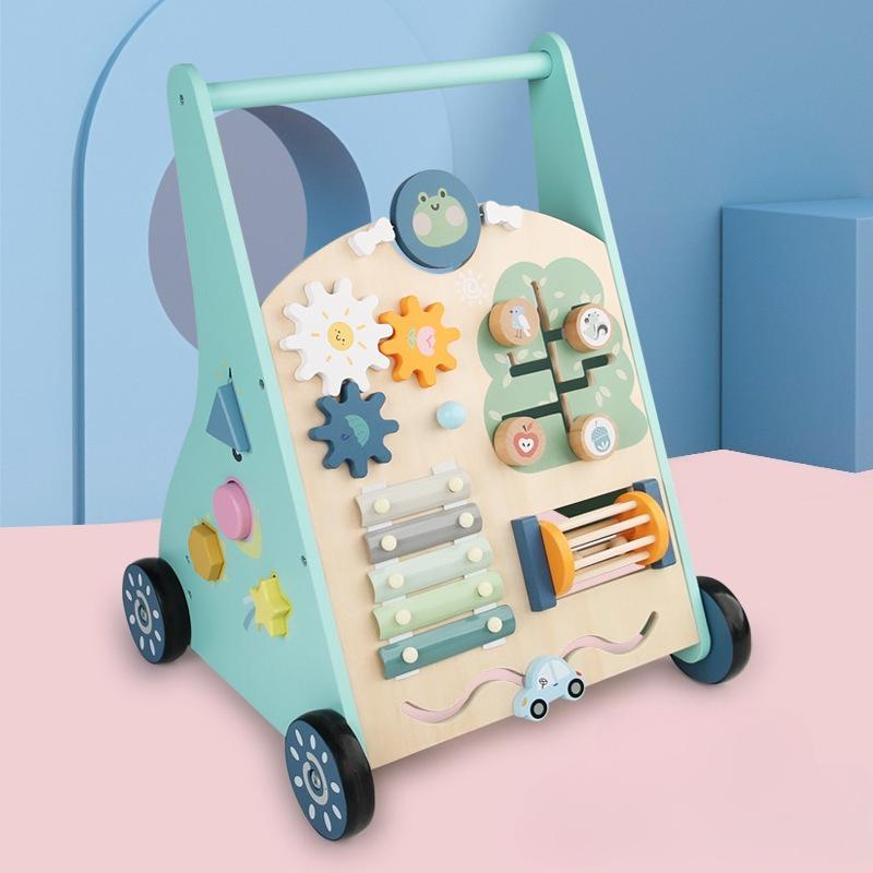 Children'S Educational Early Education Walker Trolley Baby Learning To Walk Walker Shopping Cart Wooden Toys