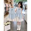 Girls Summer French Sweet Bow Tank Dress Middle Big Kids Princess Fairy Sundress