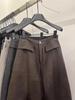 Women's Stylish Red Corduroy Wide-Leg Floor-Length Pants