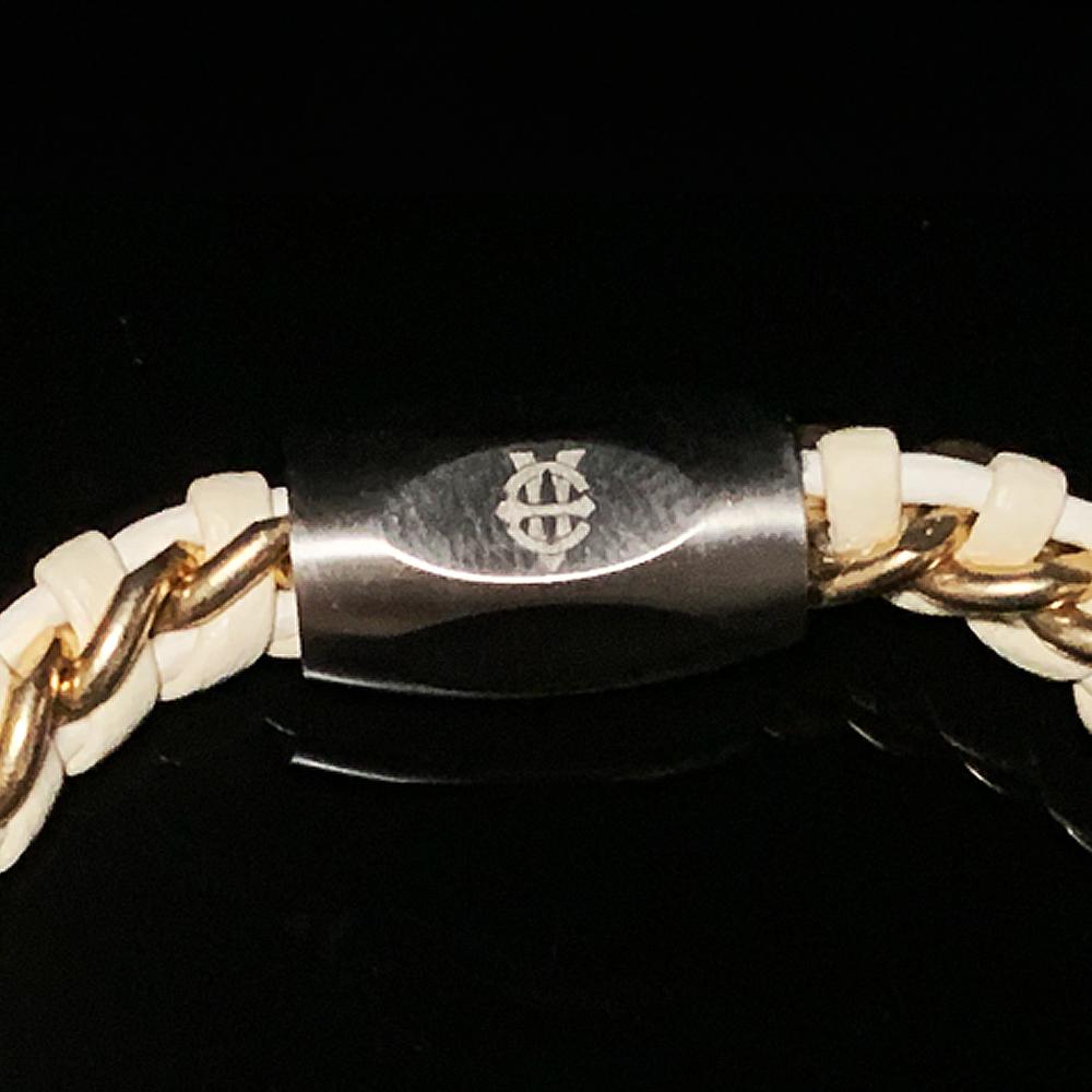Eightvolume Ev Leather Chain Bracelet 007 (White & Gold)