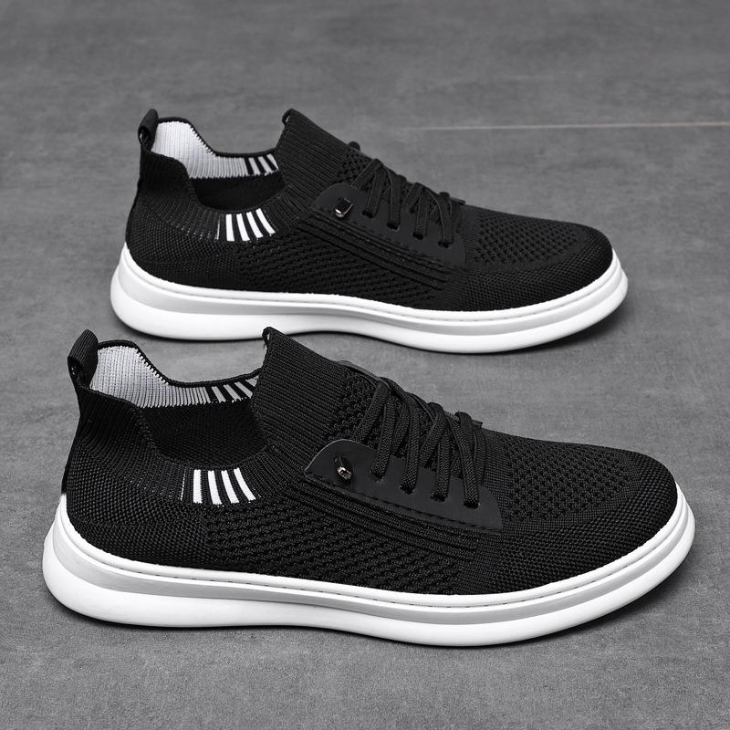 Men Breathable Mesh Flyknit Slip On Casual Soft Sole Running Sneakers